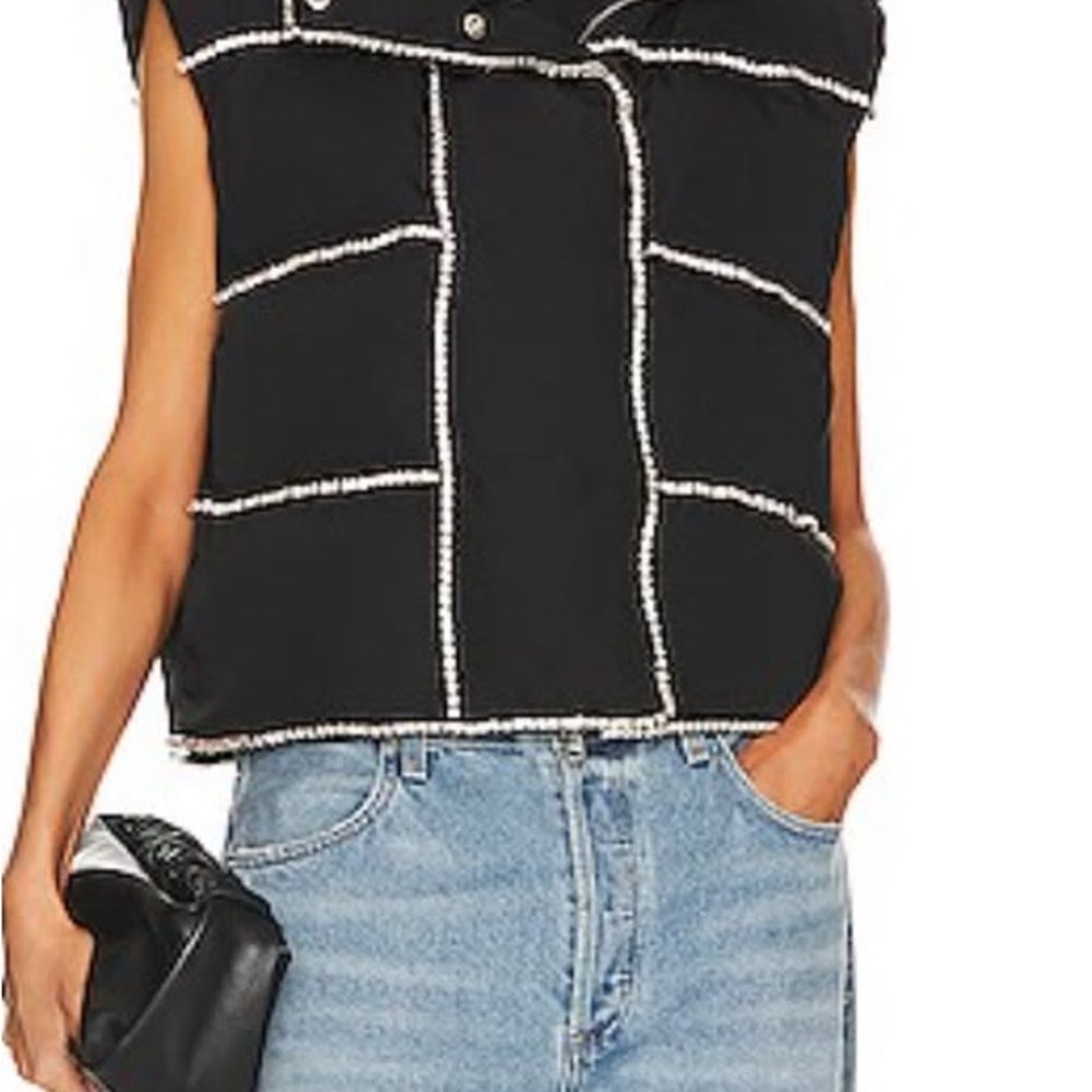 Black Sleeveless Top with White Trim